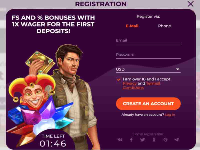 registration in the game Aviator Spribe online casino All Right
