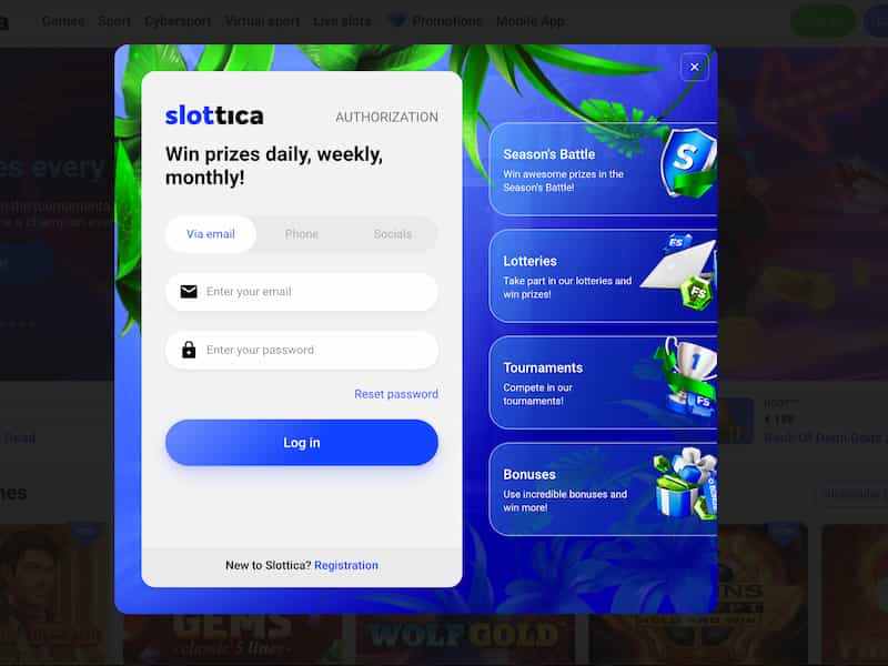 كيفية التسجيل في كازينو Slottica عبر الإنترنت