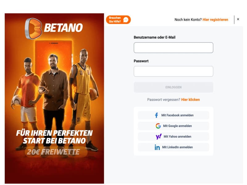 Login auf der offiziellen Webseite des Betano-Online-Kasinos