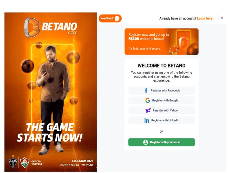 Регистрация на официальном сайте онлайн казино Betano